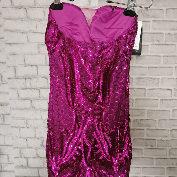 PROM sequin dress fuchsia. Ladies XS - Picture 6 of 7